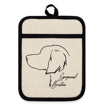 Epagneul Breton Profil Chiens Chien Wilsigns - Maniques avec dos en caoutchouc - lin/noir  - Devant