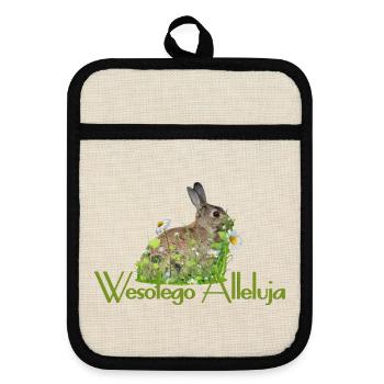 Frohe Ostern - Topflappen mit Gummirückseite - Leinen/Schwarz  - Vorne