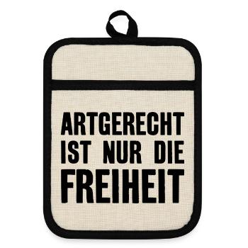 ARTGERECHT IST NUR DIE FREIHEIT VEGAN VEGANER - Topflappen mit Gummirückseite - Leinen/Schwarz  - Vorne