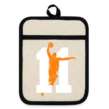 NUMMER 11 BASKETBALL 11. GEBURTSTAG - Topflappen mit Gummirückseite - Leinen/Schwarz  - Vorne
