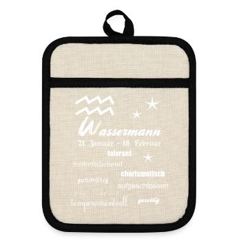 Wassermann Sternzeichen - Topflappen mit Gummirückseite - Leinen/Schwarz  - Vorne