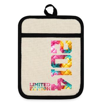 12. GEBURTSTAG LIMITED EDITION 2014 - Topflappen mit Gummirückseite - Leinen/Schwarz  - Vorne