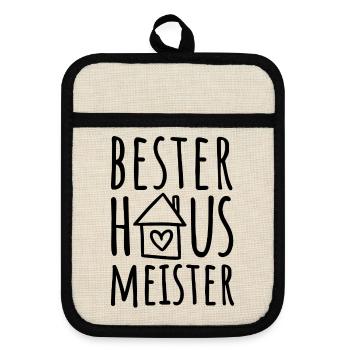 Bester Hausmeister - Topflappen mit Gummirückseite - Leinen/Schwarz  - Vorne