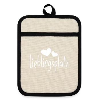 Lieblingsplatz Kissen mit Herz - Topflappen mit Gummirückseite - Leinen/Schwarz  - Vorne