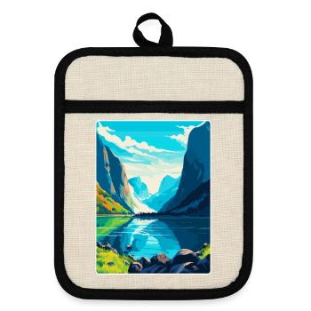 The Fjords Norway Vintage Travel Poster Souvenir - Pot holders with rubber back - linen/black  - Front
