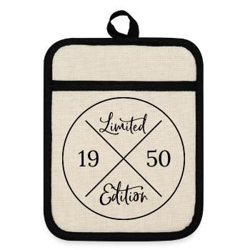 Limited edition 1950 - Pot holders with rubber back - linen/black  - Front