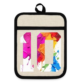 COLORED NUMBER 10 COLORFUL 10TH BIRTHDAY - Pot holders with rubber back - linen/black  - Front
