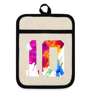 NUMBER 10 YEARS OLD 10TH BIRTHDAY - Pot holders with rubber back - linen/black  - Front