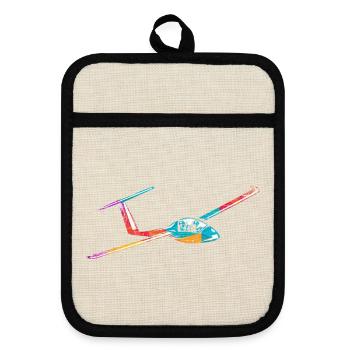 Kühner Segelflieger Thermikflug - Topflappen mit Gummirückseite - Leinen/Schwarz  - Vorne