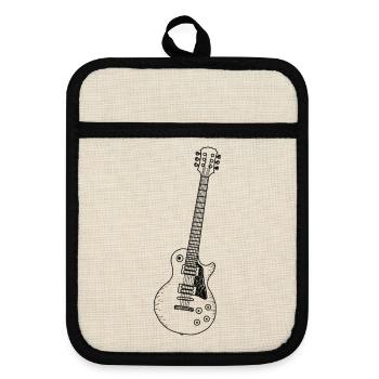 Guitar - Les Paul - Music - Retro - Pot holders with rubber back - linen/black  - Front