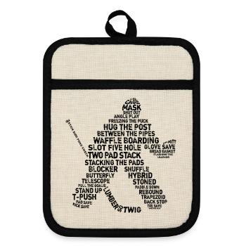 Goalie Lingo - Grunge Text-Version (Schwarzdruck) - Topflappen mit Gummirückseite - Leinen/Schwarz  - Vorne