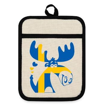 ELCH SCHWEDEN FLAGGE - Topflappen mit Gummirückseite - Leinen/Schwarz  - Vorne