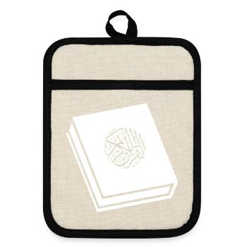 Koran Moslem Moslemisch Islam Islamisch - Topflappen mit Gummirückseite - Leinen/Schwarz  - Vorne