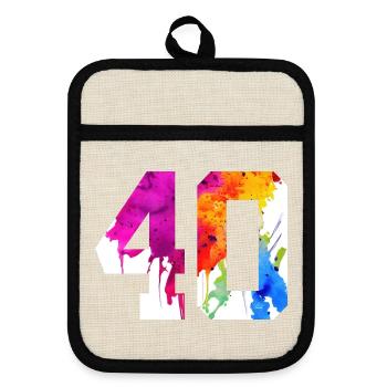 NUMBER 40 YEARS OLD 40TH BIRTHDAY - Pot holders with rubber back - linen/black  - Front