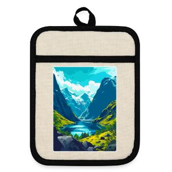The Fjords Norway Vintage Travel Poster Souvenir - Pot holders with rubber back - linen/black  - Front