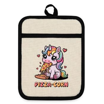 Pizza-Corn - Pot holders with rubber back - linen/black  - Front