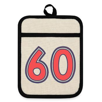 60. 60 ANS. 60e ANNIVERSAIRE. ANNIVERSAIRE 60 ANS. - Maniques avec dos en caoutchouc - lin/noir  - Devant