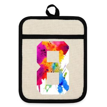 NUMBER 8 YEARS OLD 8TH BIRTHDAY - Pot holders with rubber back - linen/black  - Front