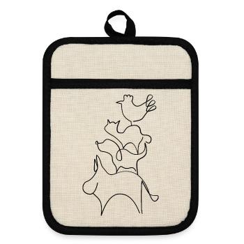 Bremer Stadtmusikanten Linien - Pot holders with rubber back - linen/black  - Front