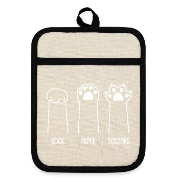 Rock Paper Scissors - Pot holders with rubber back - linen/black  - Front