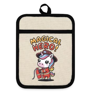 Magical Hero! - Pot holders with rubber back - linen/black  - Front