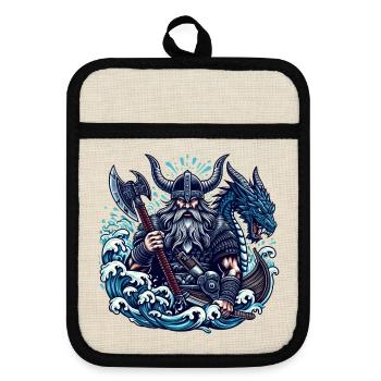 Viking Logo - Maniques avec dos en caoutchouc - lin/noir  - Devant