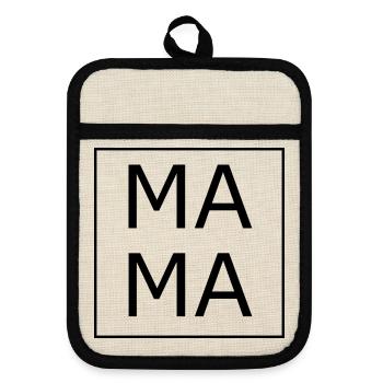 Mama Mama - Topflappen mit Gummirückseite - Leinen/Schwarz  - Vorne