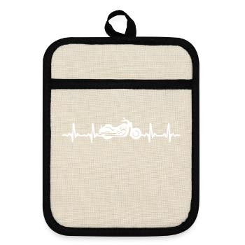 motorcycle heartbeat - Pot holders with rubber back - linen/black  - Front