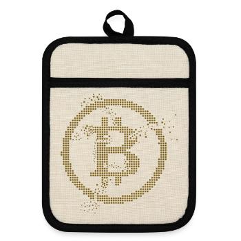 Bitcoin - Pot holders with rubber back - linen/black  - Front