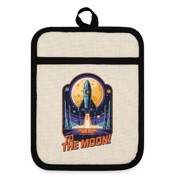 To The Moon - Pot holders with rubber back - linen/black  - Front