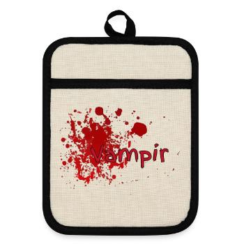 Vampir - Topflappen mit Gummirückseite - Leinen/Schwarz  - Vorne