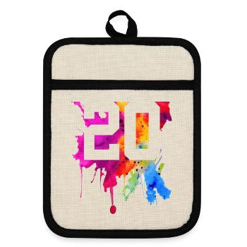 20 YEARS 20TH BIRTHDAY - Pot holders with rubber back - linen/black  - Front