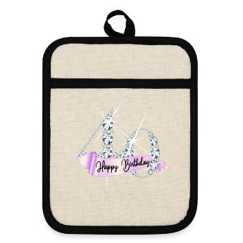 Happy Birthday 40th Birthday Gift Diamond Glamour - Pot holders with rubber back - linen/black  - Front