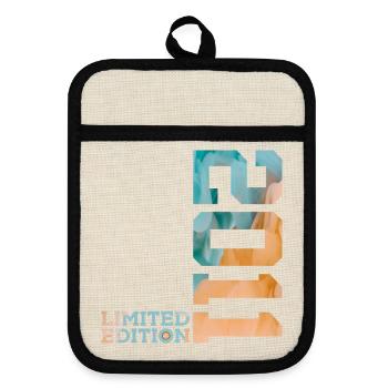 15TH BIRTHDAY LIMITED EDITION 2011 - Pot holders with rubber back - linen/black  - Front