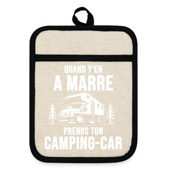 Quand y’en a marre camping-car - Maniques avec dos en caoutchouc - lin/noir  - Devant