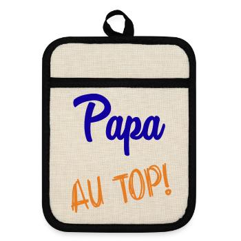 PAPA - Topflappen mit Gummirückseite - Leinen/Schwarz  - Vorne