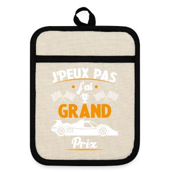 Je peux pas j'ai Grand Prix - Maniques avec dos en caoutchouc - lin/noir  - Devant