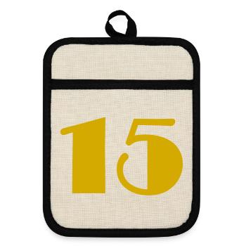 15. 15 YEARS. 15th ANNIVERSARY. 15 YEAR ANNIVERSARY. - Pot holders with rubber back - linen/black  - Front