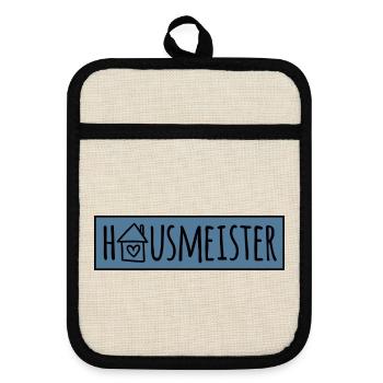 Hausmeister - Topflappen mit Gummirückseite - Leinen/Schwarz  - Vorne
