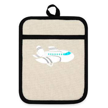 Flugzeug - Topflappen mit Gummirückseite - Leinen/Schwarz  - Vorne