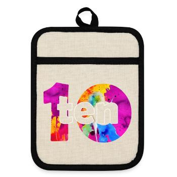 DIX ANS GARÇON 10 ANS 10E ANNIVERSAIRE - Maniques avec dos en caoutchouc - lin/noir  - Devant