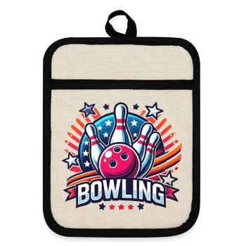 Bowling Logo - Topflappen mit Gummirückseite - Leinen/Schwarz  - Vorne