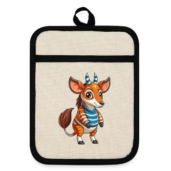 Okapi Funny Cartoon Character Musique de casque - Maniques avec dos en caoutchouc - lin/noir  - Devant