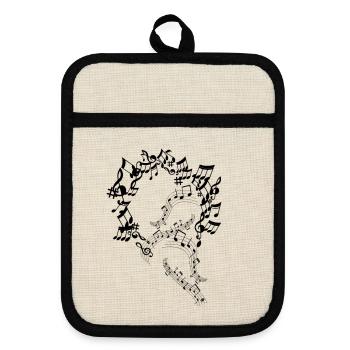 Musical Notes Music Musicians Clefs Sheet Music - Pot holders with rubber back - linen/black  - Front