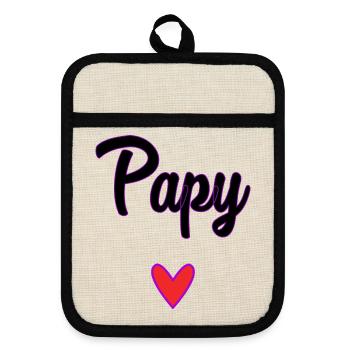 GRANDPA. DAD. FATHER'S DAY. HAPPY FATHER'S DAY - Pot holders with rubber back - linen/black  - Front