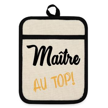 MEISTER. MEISTER. VIELEN DANK. DANKE, MEISTER - Topflappen mit Gummirückseite - Leinen/Schwarz  - Vorne
