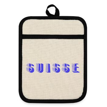 SWITZERLAND. COUNTRY. GENEVA. SWITZERLAND. HUMOR. COUNTRY - Pot holders with rubber back - linen/black  - Front