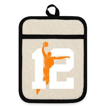 NUMMER 12 BASKETBALL 12. GEBURTSTAG - Topflappen mit Gummirückseite - Leinen/Schwarz  - Vorne