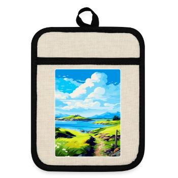Isle Of Lismore Scotland Uk Vintage Travel Poster - Pot holders with rubber back - linen/black  - Front
