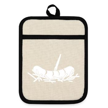French fries currywurst - Pot holders with rubber back - linen/black  - Front